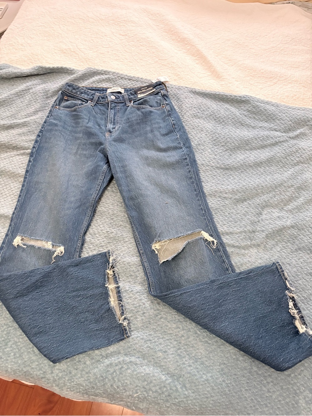 Abercrombie & Fitch Light Blue Straight Leg Distressed Jeans